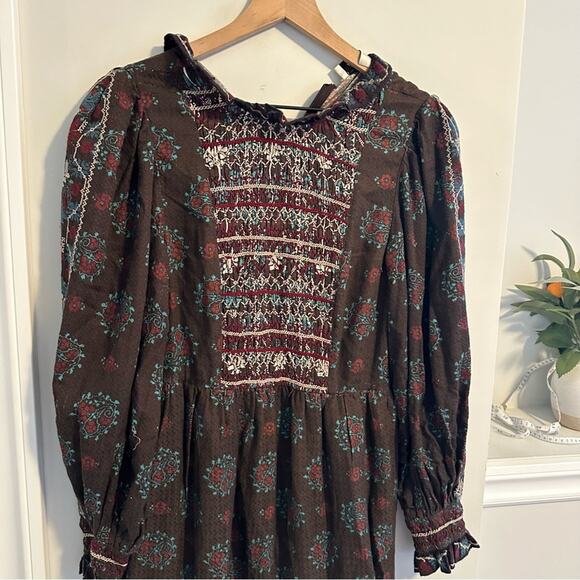 Sea New York Black Blue Embroidered Smocked Maxi Dress S/M - Picture 10 of 14